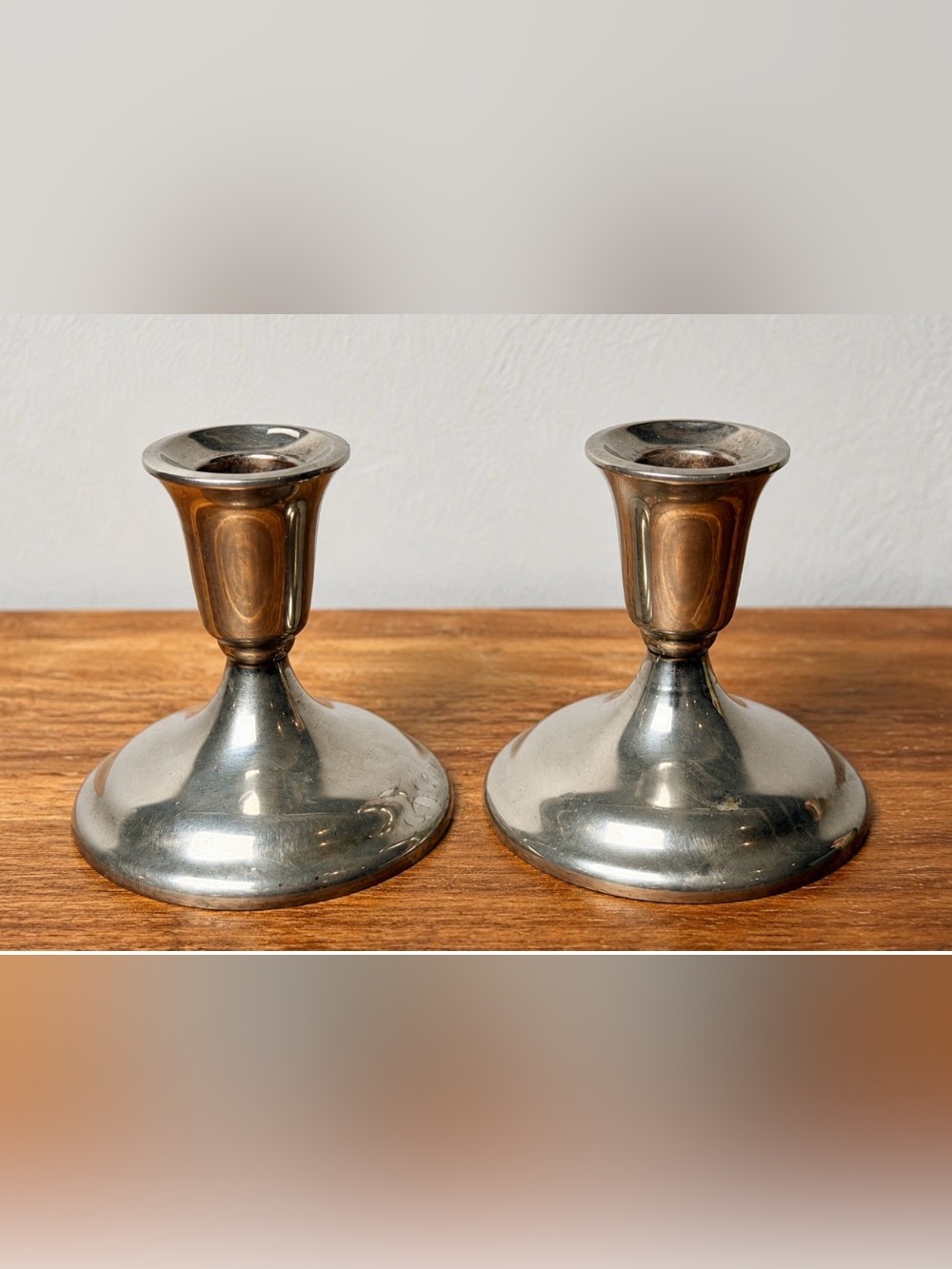 Vintage Wm. A. Rogers Silverplate Candlestick Holders, Pair, Mid Century
